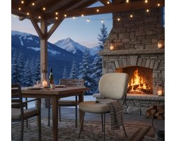 Eetkamerstoel Bouclé Naturel Luxe Design | Comfortabele Stoel met Zwart Metalen Poten | Scandinavische Eetkamerstoel van Bouclé Stof – Medahomestore