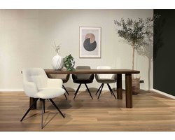 Eetkamerstoel Bouclé Wit - Draaibaar - 60x60x84cm - Set van 2
