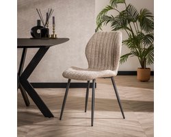 Eetkamerstoel Bouclé Zand - 48x58x86cm - Japandi - Set van 4