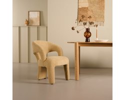 Eetkamerstoel Brock - Textiel - Beige - 60x78x66 cm (BxHxD) - Boucle - Kleur Cream - Koudschuim