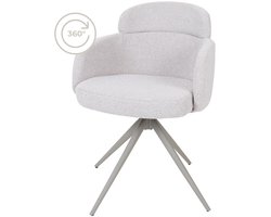 Eetkamerstoel Chase - Bouclé - Naturel - Comfortabele Kuipstoel met Armleuningen in Hotel Chique / Scandinavische Stijl
