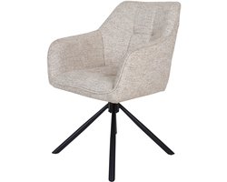 Eetkamerstoel Chris - Beige 5 - Draaibare Design Eetkamerstoel met Armleuning in Hotel Chique Stijl met Spinpoot