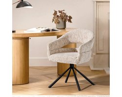 Eetkamerstoel Clair-Linnenmix - Beige- Draaibaar- Zetelsenbedden Tafel en Stoel
