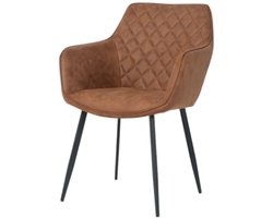 Eetkamerstoel Dallas - Cognac - Set van 2 - Stof - Industrieel