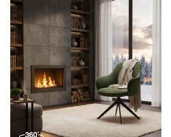 Eetkamerstoel draaibaar Bouclé Forest Groen met Armleuningen – Comfortabele Design Stoel met Terugdraai Functie & Metaal Onderstel – Luxe Royal Bouclé Eetkamer Stoel – Medahomestore