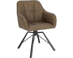 Eetkamerstoel, draaibaar, keukenstoel, gestoffeerde stoel, draaistoel, comfortabele stoel met armleuningen, rugleuning, armleuningstoel voor eetkamer en woonkamer, met kunstleren bekleding