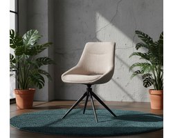 Eetkamerstoel draaibaar - Marlow ComfortSpin - 48x63x86 cm - Elite stof Clay - Zwart metalen onderstel - Landelijke stijl - Ergonomisch & comfortabel - Industrialhome