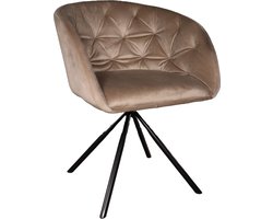 Eetkamerstoel draaibaar Willow taupe velvet eetstoel draaibare stoel