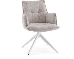 Eetkamerstoel / Draaistoel Tavaro stof beige hjh LIVING
