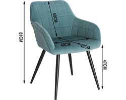 Eetkamerstoel - Eetkamer Stoelen - Lounge Stoel - Fauteuil - met stalen poten en rugleuning - voor woonkamer en vrijetijdsrestaurant - Donkergroen en goud