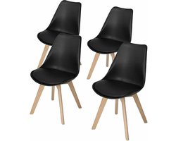 Eetkamerstoel-eettafel-woonkamerstoel-Design eetkamerstoel - Scandinavische stijl - Modern design - set van 4 - Kuipstoel - Terrasstoel - Zwart