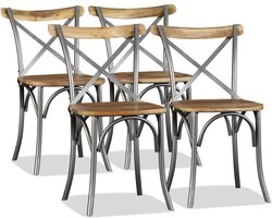 Eetkamerstoel – Eettafelstoel – Keukenstoel – Stoel – Kuipstoel – Massief Mangohout – Robuust Stalen Frame