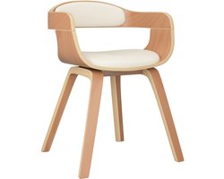 Eetkamerstoel | Eettafelstoelen | Dining Stoelen kunstleer en gebogen hout crèmekleurig