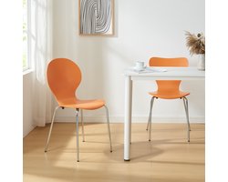Eetkamerstoel Etne 85x48x50 cm set van 4 oranje en chroom [en.casa]