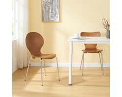 Eetkamerstoel Etne 85x48x50 cm set van 4 walnootkleurig en chroom [en.casa]