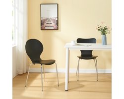 Eetkamerstoel Etne 85x48x50 cm set van 4 zwart en chroom [en.casa]
