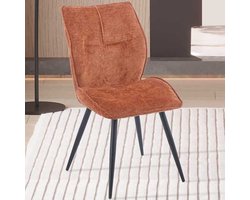 Eetkamerstoel Faye Roest – Stoffen Bekleding – Zwarte Metalen Poten – Per Stuk