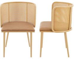 Eetkamerstoel Flen set van 2 bruin en houtkleurig 75x52x49 cm