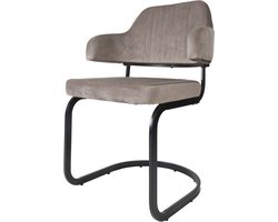 Eetkamerstoel Fox Velvet Taupe - Kuipstoel met Armleuningen in Hotel Chique / Scandinavische Stijl
