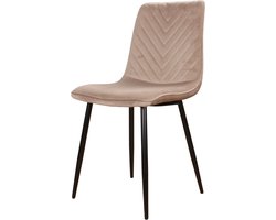 Eetkamerstoel Gaby - stoel - industrieel - velvet - velours - fluweel - champagne - zwart metaal