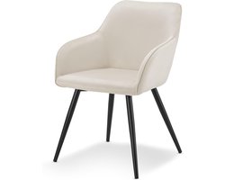 Eetkamerstoel - Gestoffeerde stoel - Comfortabel zitten - Zachte fluwelen bekleding - 43 x 49 x 81 cm - Zand