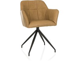 Eetkamerstoel / gestoffeerde stoel ELVERUM SPU kunstleer cognac hjh LIVING