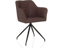Eetkamerstoel / gestoffeerde stoel ELVERUM SPU kunstleer donkerbruin hjh LIVING