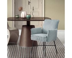 Eetkamerstoel - Gestoffeerde stoel - Ontspannen zitten - Industrieel modern design - 63 x 63 x 84 cm - Lichtblauw