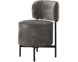 Eetkamerstoel Grijs Bouclé Set Van 2 (Draaibaar) - Grijze Dinerstoel met Comfortabele Zitting - Luxe Grijze Bouclé Teddy Stoel - Industrieel Eettafel Stoel (51x61x82) Draaibare Dinerstoel met Ronde Zitting - Set Van 2