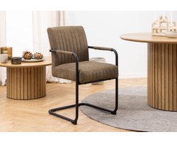 Eetkamerstoel Grijs - Incl. Armleuning - 51x64,5x84,5cm - Set van 2