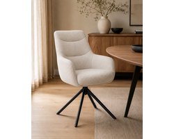 Eetkamerstoel Guido – Luxe Draaibare Armstoel – Santi Stof – Auto Return - Naturel