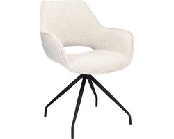 Eetkamerstoel Halfweg - Stof - Wit - 60x84x62 cm (BxHxD)