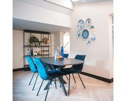 Eetkamerstoel Hemert - Velvet - Blauw - 48x88x62 cm (BxHxD)