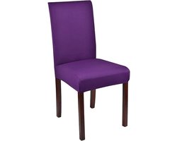 Eetkamerstoel Hoezen - Stoelhoezen Elastisch - Stoelen Decoreren - Rimpelbestendig Materiaal - 40-60cm Hoogte - Paars