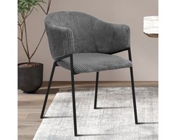 Eetkamerstoel 'Hugo' Corduroy Donkergrijs - set van 2 stuks