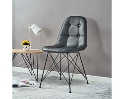 Eetkamerstoel IMRAN in een set van 4 imitatieleer met zwart metalen frame