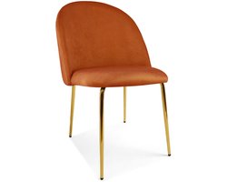 Eetkamerstoel INCA - Koperkleurig fluweel - Gouden metalen poten - Modern design