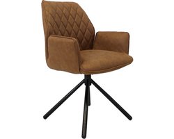 Eetkamerstoel industrieel Stockholm cognac stof/leer