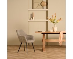 Eetkamerstoel Kaavi - Stof - Grijs/Groen - 58 x 85 x 64 cm (BxHxD)