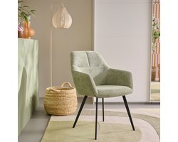 Eetkamerstoel Kaavi - Stof - Groen - 58 x 85 x 64 cm (BxHxD)