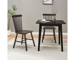 Eetkamerstoel Karmoy 2-delige set 89x46x52 cm zwart [en.casa]