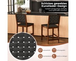 Eetkamerstoel – Keukenstoel – Bistrostoel – Stoel – Zitkruk – Met Gevlochten Kunstleren Rugleuning – Houten Frame – Zithoogte 61 cm – Draagvermogen 150 kg