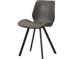 Eetkamerstoel - Keukenstoel - Gestoffeerde Stoel - Metalen Poten - Hoge Rug - Kunstleer Bekleding - voor Woonkamer - Slaapkamer - Eetkamer - Groen