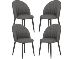 Eetkamerstoel – Keukenstoel – Stoel – Kuipstoel – Fluwelen Bekleding – Stalen Poten – Armlos – Set van 4 – Comfortabel – Compact