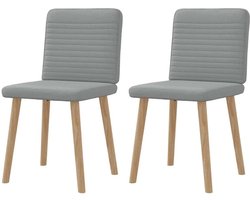 Eetkamerstoel – Keukenstoel – Woonkamerstoel – Bureaustoel – Retro Stoel – Set Van 2 – Lichtgrijs Stof – Comfortabel Schuim