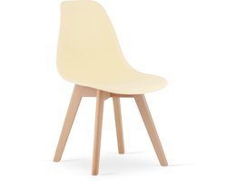 Eetkamerstoel KITO – Crème – Beuken Poten – Kuipstoel met Kunststof Zitting – Tijdloos Design – Geschikt voor Woonkamer, Eetkamer en Kantoor