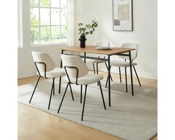 Eetkamerstoel Köma set van 4 beige en zwart [en.casa]
