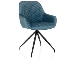 Eetkamerstoel / kuipstoel ELVERUM velours blauw-grijs hjh LIVING