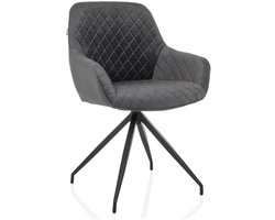 Eetkamerstoel / kuipstoel ELVERUM velours grijs hjh LIVING