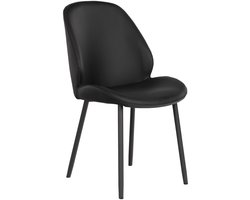 Eetkamerstoel Kunstleer Zwart - 59,5x47x91cm - Retro/Vintage - Set van 2